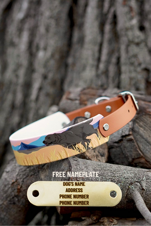 Chocolate Lab & Pheasant BioThane® Collar (Pink Version)